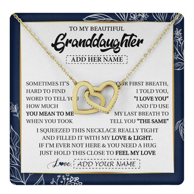 Interlocking Hearts Necklace 18K Yellow Gold Finish | 1 | Personalized To My Beautiful Granddaughter Necklace From Granparents Feel My Love Valentine Gifts For Granddaughter Birthday Christmas Gift Box Message Card | teecentury.myshopify
