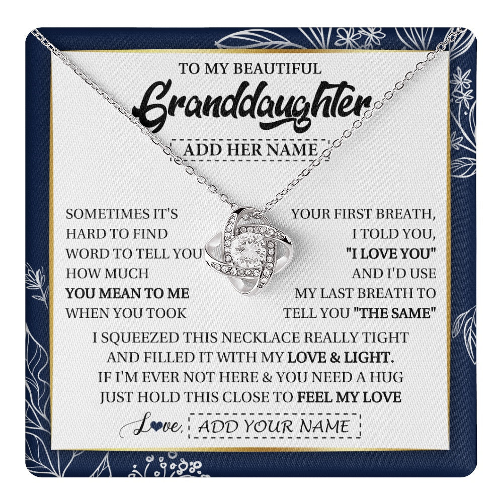 Love Knot Necklace 14K White Gold Finish | 1 | Personalized To My Beautiful Granddaughter Necklace From Granparents Feel My Love Valentine Gifts For Granddaughter Birthday Christmas Gift Box Message Card | teecentury.myshopify