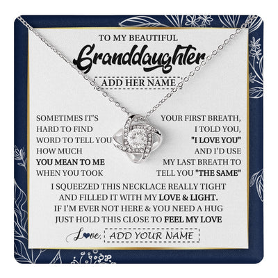 Love Knot Necklace 14K White Gold Finish | 1 | Personalized To My Beautiful Granddaughter Necklace From Granparents Feel My Love Valentine Gifts For Granddaughter Birthday Christmas Gift Box Message Card | teecentury.myshopify