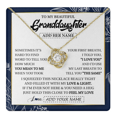 Love Knot Necklace 18K Yellow Gold Finish | 1 | Personalized To My Beautiful Granddaughter Necklace From Granparents Feel My Love Valentine Gifts For Granddaughter Birthday Christmas Gift Box Message Card | teecentury.myshopify
