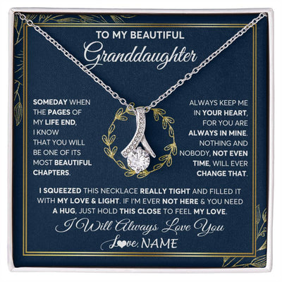 Alluring Beauty Necklace 14K White Gold Finish | Personalized To My Beautiful Granddaughter Necklace From Nana Someday Granddaughter Birthday Christmas Jewelry Charm Present Customized Gift Box Message Card | teecentury