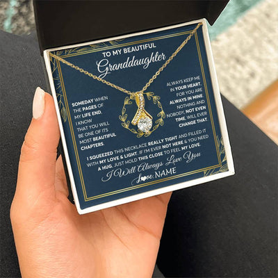 Alluring Beauty Necklace 18K Yellow Gold Finish | Personalized To My Beautiful Granddaughter Necklace From Nana Someday Granddaughter Birthday Christmas Jewelry Charm Present Customized Gift Box Message Card | teecentury