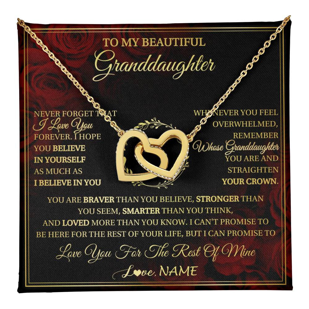 Interlocking Hearts Necklace 18K Yellow Gold Finish | 1 | Personalized To My Beautiful Granddaughter Necklace Gift From Grandma Gigi I Love You Granddaughter Birthday Gifts Christmas Customized Gift Box Message Card | teecentury