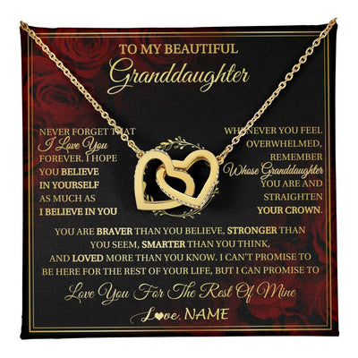 Interlocking Hearts Necklace 18K Yellow Gold Finish | 1 | Personalized To My Beautiful Granddaughter Necklace Gift From Grandma Gigi I Love You Granddaughter Birthday Gifts Christmas Customized Gift Box Message Card | teecentury