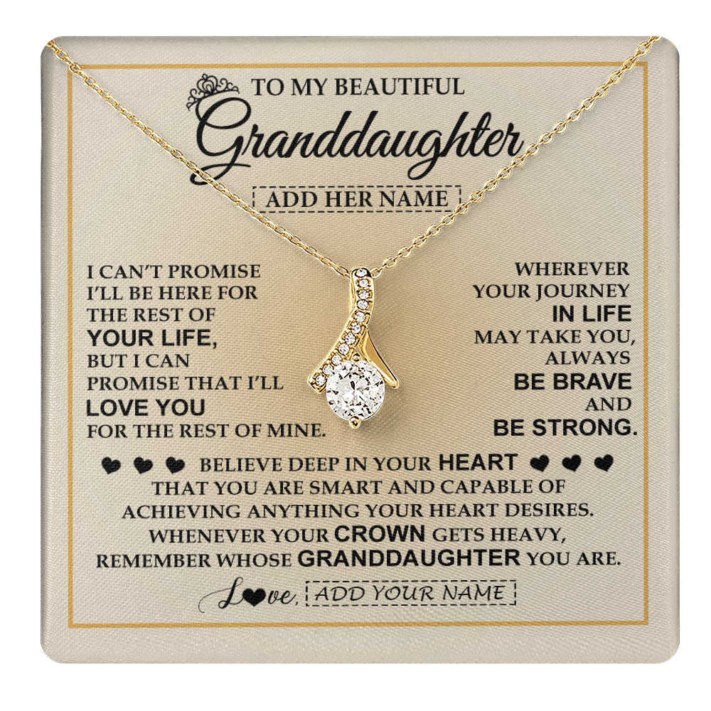 Alluring Beauty Necklace 18K Yellow Gold Finish | 1 | Personalized To My Beautiful Granddaughter Necklace Jewelry Present For Women Granddaughter Birthday Mother's Day Wedding Day Christmas Gift Box Message Card | teecentury