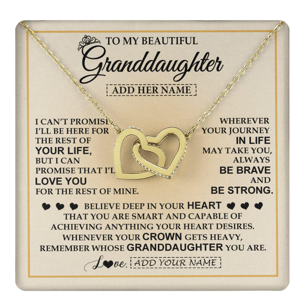 Interlocking Hearts Necklace 18K Yellow Gold Finish | 1 | Personalized To My Beautiful Granddaughter Necklace Jewelry Present For Women Granddaughter Birthday Mother's Day Wedding Day Christmas Gift Box Message Card | teecentury