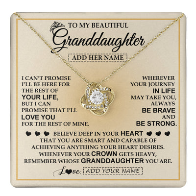 Love Knot Necklace 18K Yellow Gold Finish | 1 | Personalized To My Beautiful Granddaughter Necklace Jewelry Present For Women Granddaughter Birthday Mother's Day Wedding Day Christmas Gift Box Message Card | teecentury