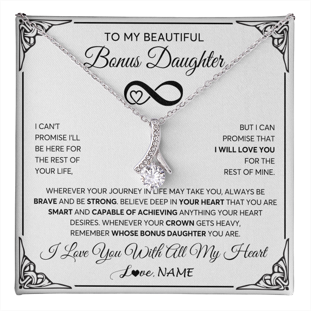 Alluring Beauty Necklace 14K White Gold Finish | 1 | Personalized To My Beautiful Granddaughter Necklace Women Girls From Grandma Grandpa Love You Granddaughter Birthday Christmas Customized Gift Box Message Card | teecentury