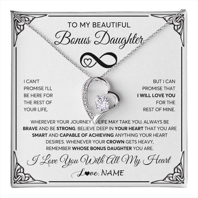 Forever Love Necklace 14K White Gold Finish | 1 | Personalized To My Beautiful Granddaughter Necklace Women Girls From Grandma Grandpa Love You Granddaughter Birthday Christmas Customized Gift Box Message Card | teecentury