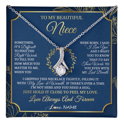 Alluring Beauty Necklace 14K White Gold Finish | 1 | Personalized To My Beautiful Niece From Aunt Uncle I Gripped This Necklace Niece Jewelry Birthday Gifts Christmas Customized Gift Box Message Card | teecentury