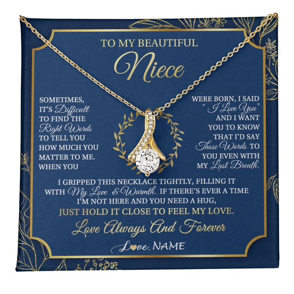 Alluring Beauty Necklace 18K Yellow Gold Finish | 1 | Personalized To My Beautiful Niece From Aunt Uncle I Gripped This Necklace Niece Jewelry Birthday Gifts Christmas Customized Gift Box Message Card | teecentury