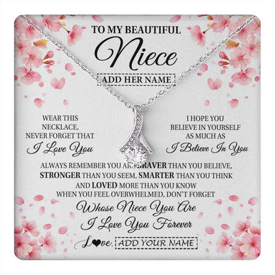 Alluring Beauty Necklace 14K White Gold Finish | 1 | Personalized To My Beautiful Niece From Aunt Uncle Necklace Never Forget Birthday Gifts For Niece Birthday Gift Graduation Christmas Gift Box Message Card | teecentury.myshopify