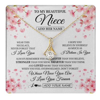 Alluring Beauty Necklace 18K Yellow Gold Finish | 1 | Personalized To My Beautiful Niece From Aunt Uncle Necklace Never Forget Birthday Gifts For Niece Birthday Gift Graduation Christmas Gift Box Message Card | teecentury.myshopify