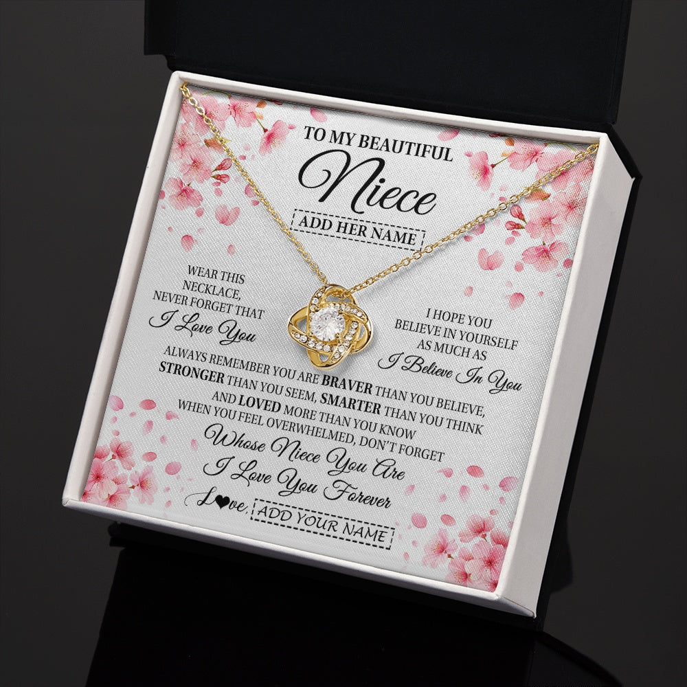 Love Knot Necklace 18K Yellow Gold Finish | 2 | Personalized To My Beautiful Niece From Aunt Uncle Necklace Never Forget Birthday Gifts For Niece Birthday Gift Graduation Christmas Gift Box Message Card | teecentury.myshopify