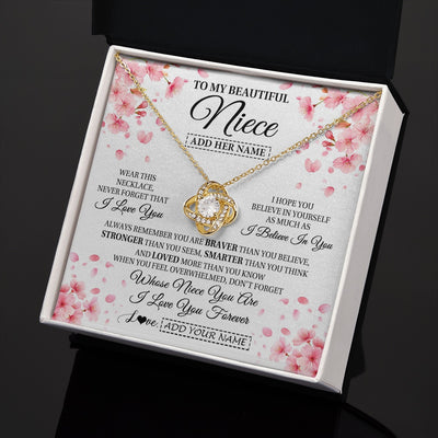 Love Knot Necklace 18K Yellow Gold Finish | 2 | Personalized To My Beautiful Niece From Aunt Uncle Necklace Never Forget Birthday Gifts For Niece Birthday Gift Graduation Christmas Gift Box Message Card | teecentury.myshopify