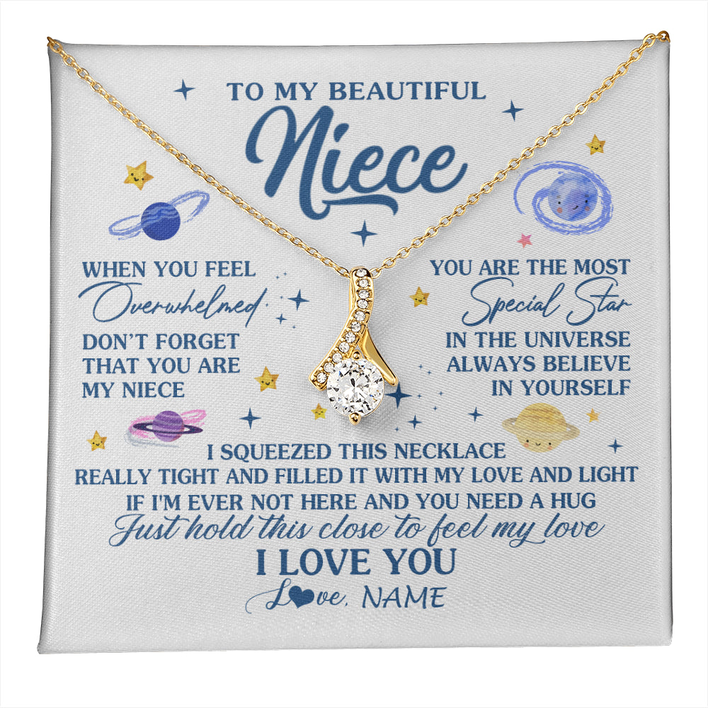 Alluring Beauty Necklace 18K Yellow Gold Finish | 1 | Personalized To My Beautiful Niece Gifs From Aunt Necklace Inspirational Niece Birthday Gifts Jewelry Graduation Christmas Customized Gift Box Message Card | teecentury