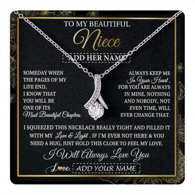 Alluring Beauty Necklace 14K White Gold Finish | 1 | Personalized To My Beautiful Niece Gifts Necklace From Aunt Uncle Feel My Love For Adult Niece Graduation Christmas Customized Gift Box Message Card | https://teecentury.