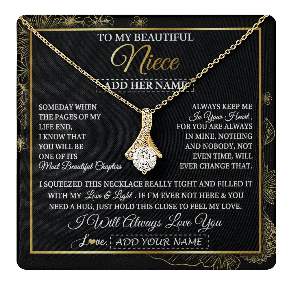 Alluring Beauty Necklace 18K Yellow Gold Finish | 1 | Personalized To My Beautiful Niece Gifts Necklace From Aunt Uncle Feel My Love For Adult Niece Graduation Christmas Customized Gift Box Message Card | https://teecentury.