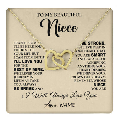 Interlocking Hearts Necklace 18K Yellow Gold Finish | 1 | Personalized To My Beautiful Niece Gifts Necklace From Aunt Uncle Inspirational Birthday Gift For Niece Graduation Christmas Customized Gift Box Message Card | teecentury