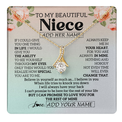 Alluring Beauty Necklace 18K Yellow Gold Finish | 1 | Personalized To My Beautiful Niece Gifts Necklace From Aunt Uncle Love Jewelry For Niece Birthday Gifts Wedding Christmas Customized Gift Box Message Card | teecentury