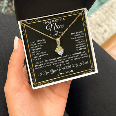 Alluring Beauty Necklace 18K Yellow Gold Finish | 2 | Personalized To My Beautiful Niece Necklace From Aunt Auntie Crown Jewelry Gifts For Niece Birthday Graduation Christmas Customized Gift Box Message Card | teecentury