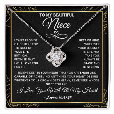 Love Knot Necklace 14K White Gold Finish | 1 | Personalized To My Beautiful Niece Necklace From Aunt Auntie Crown Jewelry Gifts For Niece Birthday Graduation Christmas Customized Gift Box Message Card | teecentury