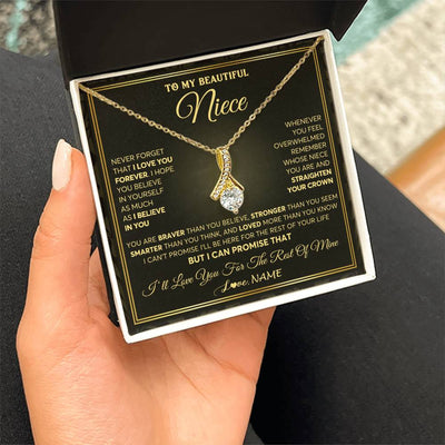 Alluring Beauty Necklace 18K Yellow Gold Finish | 2 | Personalized To My Beautiful Niece Necklace From Aunt Auntie I Love You Jewelry Gifts For Niece Birthday Graduation Christmas Customized Gift Box Message Card | teecentury
