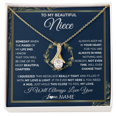 Alluring Beauty Necklace 18K Yellow Gold Finish | Personalized To My Beautiful Niece Necklace From Aunt Auntie Uncle Someday Niece Birthday Christmas Jewelry Charm Present Customized Gift Box Message Card | teecentury