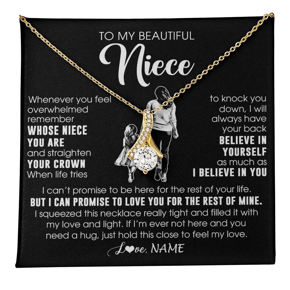 Alluring Beauty Necklace 18K Yellow Gold Finish | 1 | Personalized To My Beautiful Niece Necklace From Aunt Believe In Yourself Niece Birthday Gifts Jewelry Graduation Christmas Customized Message Card | teecentury