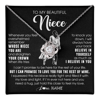 Love Knot Necklace 14K White Gold Finish | 1 | Personalized To My Beautiful Niece Necklace From Aunt Believe In Yourself Niece Birthday Gifts Jewelry Graduation Christmas Customized Message Card | teecentury