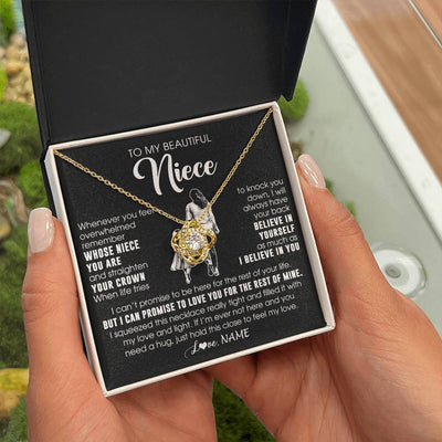 Love Knot Necklace 18K Yellow Gold Finish | 2 | Personalized To My Beautiful Niece Necklace From Aunt Believe In Yourself Niece Birthday Gifts Jewelry Graduation Christmas Customized Message Card | teecentury