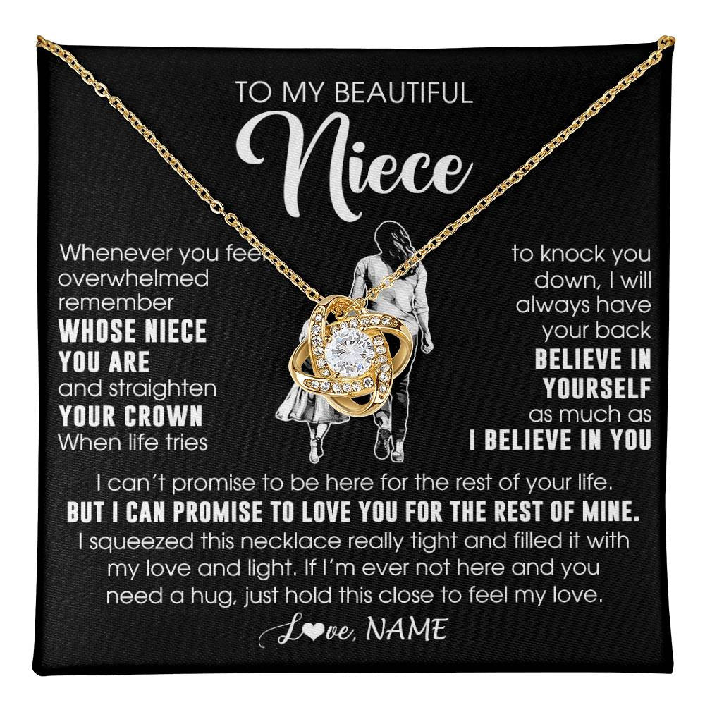 Love Knot Necklace 18K Yellow Gold Finish | 1 | Personalized To My Beautiful Niece Necklace From Aunt Believe In Yourself Niece Birthday Gifts Jewelry Graduation Christmas Customized Message Card | teecentury