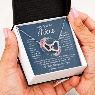 Interlocking Hearts Necklace | Personalized To My Beautiful Niece Necklace From Aunt Someday Someday When The Pages Niece Birthday Graduation Christmas Customized Gift Box Message Card | teecentury