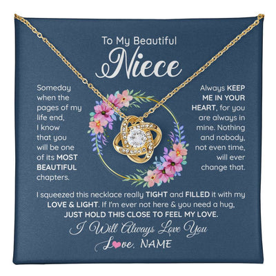 Love Knot Necklace 18K Yellow Gold Finish | 1 | Personalized To My Beautiful Niece Necklace From Aunt Someday Someday When The Pages Niece Birthday Graduation Christmas Customized Gift Box Message Card | teecentury