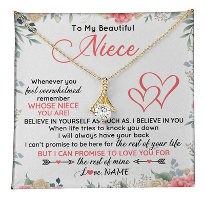 Alluring Beauty Necklace 18K Yellow Gold Finish | 1 | Personalized To My Beautiful Niece Necklace From Aunt Uncle Auntie Believe In You Niece Birthday Graduation Christmas Jewelry Customized Gift Box Message Card | teecentury