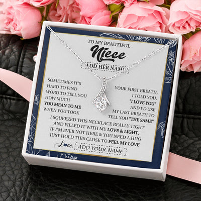 Alluring Beauty Necklace 14K White Gold Finish | 2 | Personalized To My Beautiful Niece Necklace From Aunt Uncle Feel My Love Valentine Gifts For Niece Birthday Graduation Christmas Custom Gift Box Message Card | teecentury.myshopify