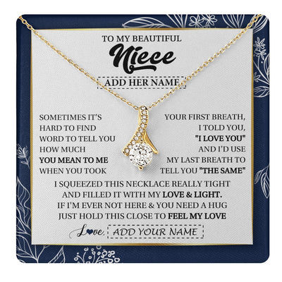 Alluring Beauty Necklace 18K Yellow Gold Finish | 1 | Personalized To My Beautiful Niece Necklace From Aunt Uncle Feel My Love Valentine Gifts For Niece Birthday Graduation Christmas Custom Gift Box Message Card | teecentury.myshopify
