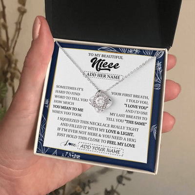 Love Knot Necklace 14K White Gold Finish | 2 | Personalized To My Beautiful Niece Necklace From Aunt Uncle Feel My Love Valentine Gifts For Niece Birthday Graduation Christmas Custom Gift Box Message Card | teecentury.myshopify