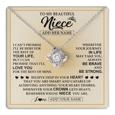 Love Knot Necklace 14K White Gold Finish | 1 | Personalized To My Beautiful Niece Necklace From Aunt Uncle Jewelry Present For Women Niece Birthday Mother's Day Wedding Day Christmas Gift Box Message Card | teecentury