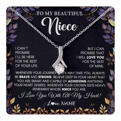 Alluring Beauty Necklace 14K White Gold Finish | 1 | Personalized To My Beautiful Niece Necklace From Aunt Uncle Promise Necklace Birthday Gift For Niece Graduation Christmas Customized Gift Box Message Card | teecentury