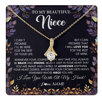 Alluring Beauty Necklace 18K Yellow Gold Finish | 1 | Personalized To My Beautiful Niece Necklace From Aunt Uncle Promise Necklace Birthday Gift For Niece Graduation Christmas Customized Gift Box Message Card | teecentury