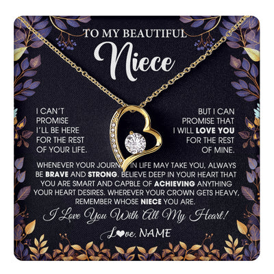 Forever Love Necklace 18K Yellow Gold Finish | 1 | Personalized To My Beautiful Niece Necklace From Aunt Uncle Promise Necklace Birthday Gift For Niece Graduation Christmas Customized Gift Box Message Card | teecentury