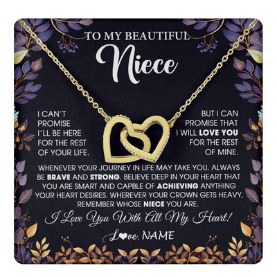 Interlocking Hearts Necklace 18K Yellow Gold Finish | 1 | Personalized To My Beautiful Niece Necklace From Aunt Uncle Promise Necklace Birthday Gift For Niece Graduation Christmas Customized Gift Box Message Card | teecentury