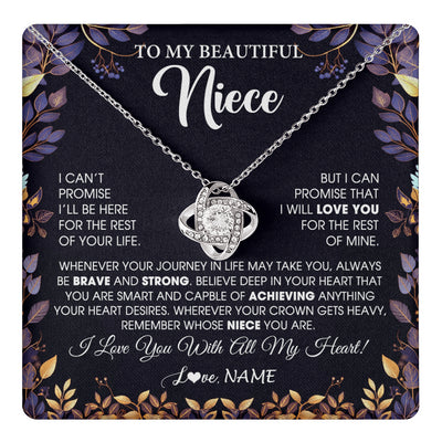 Love Knot Necklace 14K White Gold Finish | 1 | Personalized To My Beautiful Niece Necklace From Aunt Uncle Promise Necklace Birthday Gift For Niece Graduation Christmas Customized Gift Box Message Card | teecentury