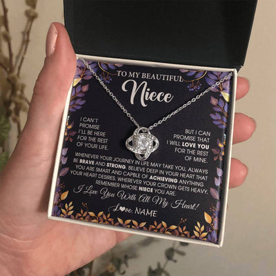 Love Knot Necklace 14K White Gold Finish | 2 | Personalized To My Beautiful Niece Necklace From Aunt Uncle Promise Necklace Birthday Gift For Niece Graduation Christmas Customized Gift Box Message Card | teecentury