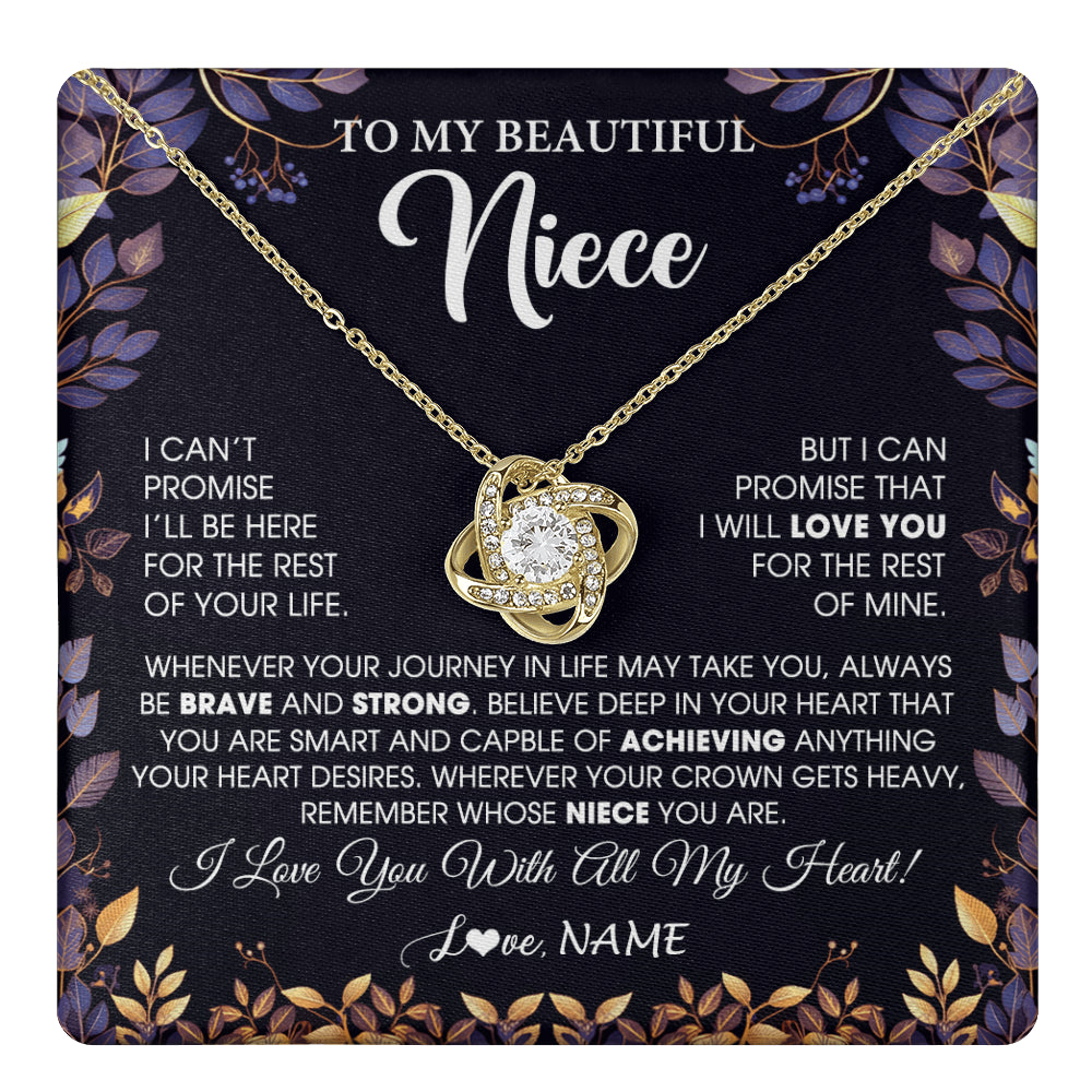 Love Knot Necklace 18K Yellow Gold Finish | 1 | Personalized To My Beautiful Niece Necklace From Aunt Uncle Promise Necklace Birthday Gift For Niece Graduation Christmas Customized Gift Box Message Card | teecentury