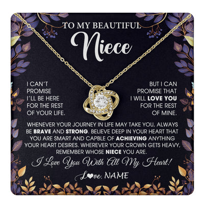 Love Knot Necklace 18K Yellow Gold Finish | 1 | Personalized To My Beautiful Niece Necklace From Aunt Uncle Promise Necklace Birthday Gift For Niece Graduation Christmas Customized Gift Box Message Card | teecentury