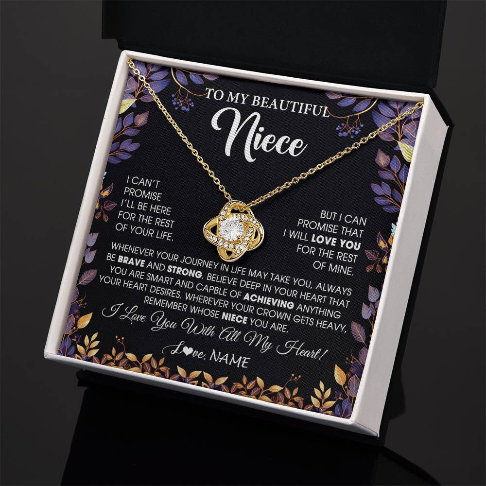 Love Knot Necklace 18K Yellow Gold Finish | 2 | Personalized To My Beautiful Niece Necklace From Aunt Uncle Promise Necklace Birthday Gift For Niece Graduation Christmas Customized Gift Box Message Card | teecentury