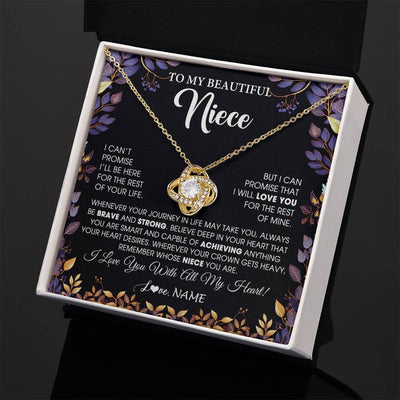 Love Knot Necklace 18K Yellow Gold Finish | 2 | Personalized To My Beautiful Niece Necklace From Aunt Uncle Promise Necklace Birthday Gift For Niece Graduation Christmas Customized Gift Box Message Card | teecentury