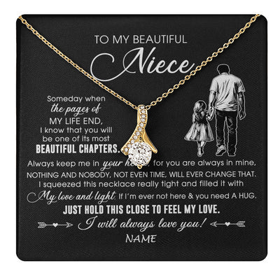 Alluring Beauty Necklace 18K Yellow Gold Finish | 1 | Personalized To My Beautiful Niece Necklace From Uncle Always Love You Niece Birthday Graduation Christmas Customized Gift Box Message Card | teecentury